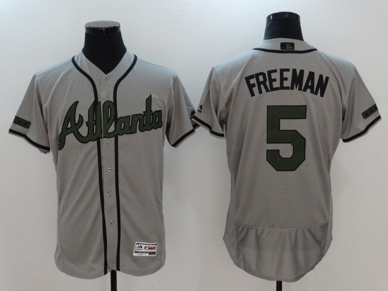 2017 Men MLB Atlanta Braves #5 Freeman Grey Elite Commemorative Edition Jerseys->seattle mariners->MLB Jersey